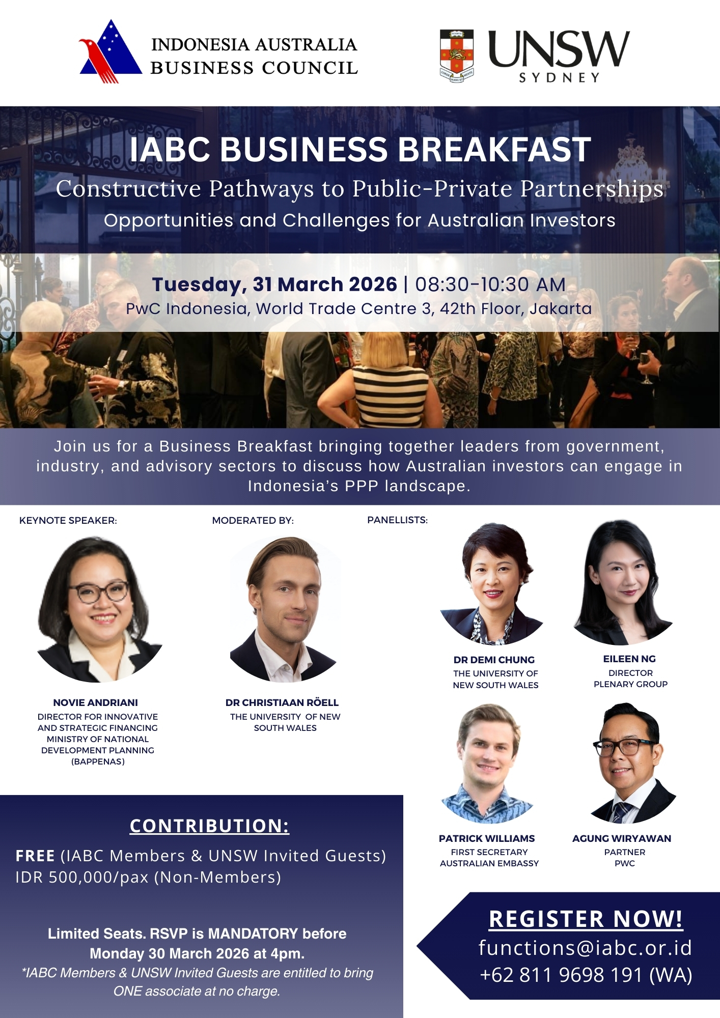 pIABC Business Breakfast, Constructive Pathways to Public-Private Partnerships: Opportunities and Challenges for Australian Investors, 31 March 2026